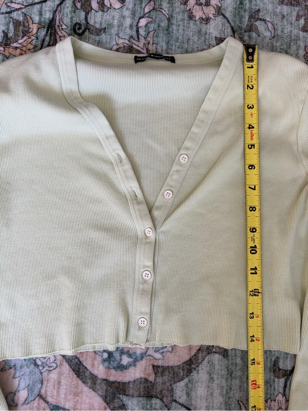 Brandy Melville Mint Green Ribbed Cropped Button Cardigan - Picture 6 of 6